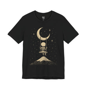 Printify T-Shirt Black / S Skeleton Moon Swinging T-Shirt