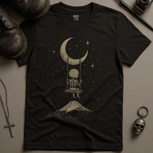 T-Shirt Black / S Skeleton Moon Swinging T-Shirt