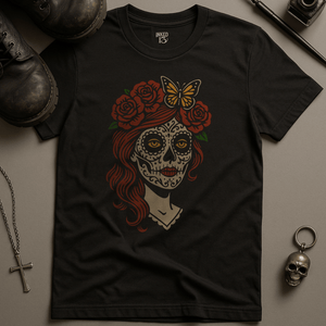 Printify T-Shirt Black / S Sugar Skull Woman T-Shirt