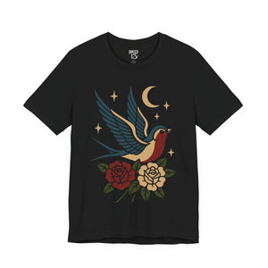 Printify T-Shirt Black / S Swallow Tattoo Design T-Shirt