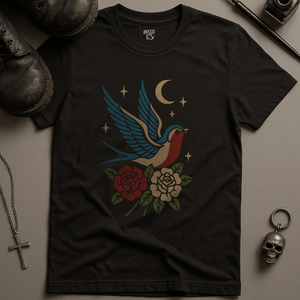 Printify T-Shirt Black / S Swallow Tattoo Design T-Shirt
