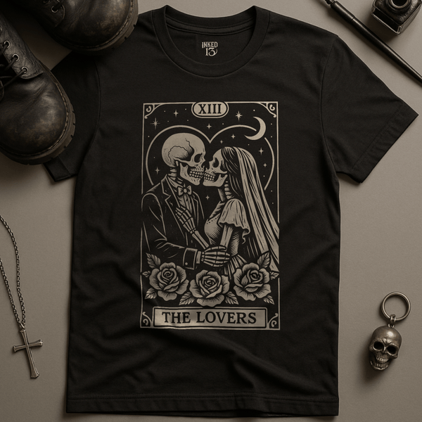Printify T-Shirt Black / S The Lovers Tarot T-Shirt