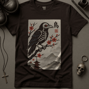 T-Shirt Brown / S Japanese Crow  T-Shirt