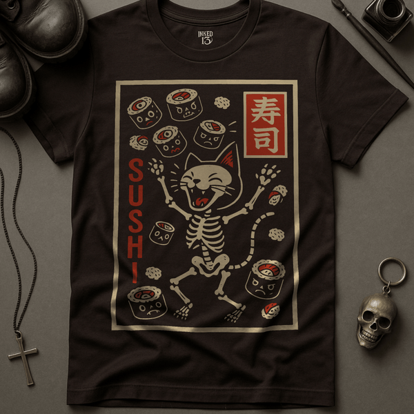 Printify T-Shirt Brown / S Sushi Celebration T-Shirt