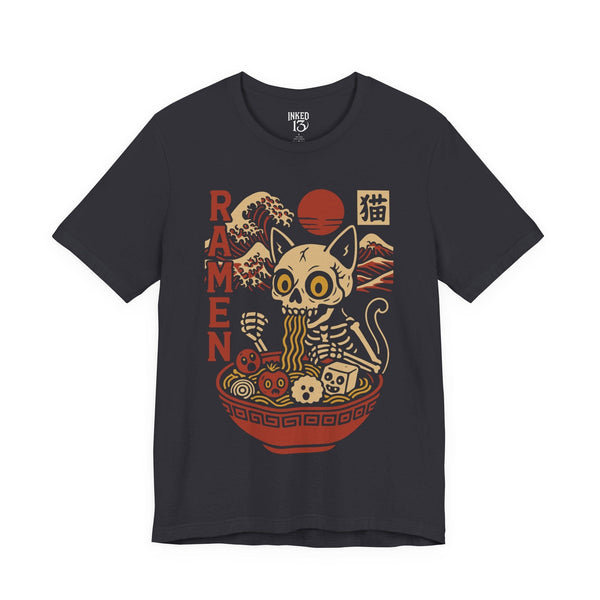 Printify T-Shirt Dark Grey / S Cat Ramen T-Shirt