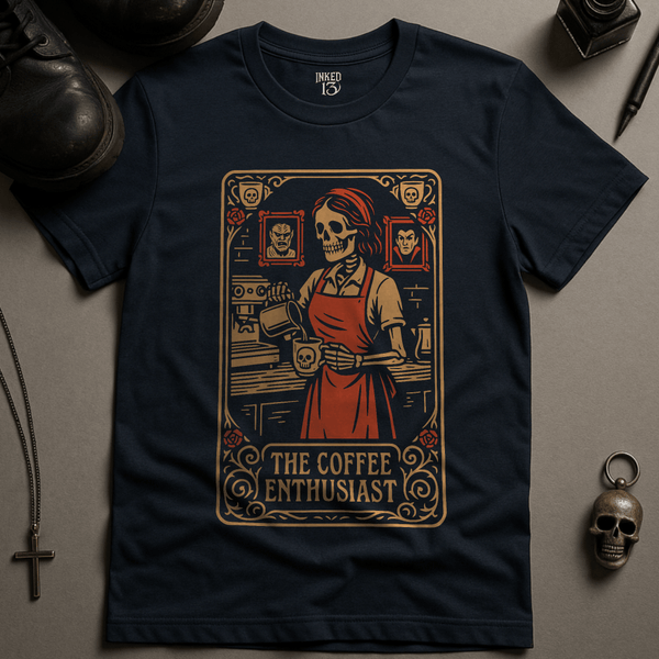 Printify T-Shirt Dark Grey / S Coffee Enthusiast Tarot T-Shirt
