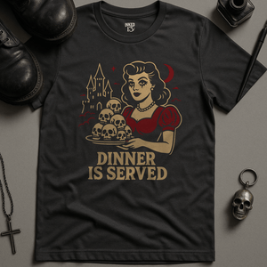 Printify T-Shirt Dark Grey / S Dinner Is Served T-Shirt