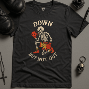Printify T-Shirt Dark Grey / S Down But Not Out T-Shirt