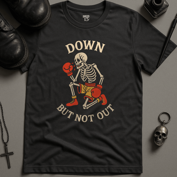 Printify T-Shirt Dark Grey / S Down But Not Out T-Shirt