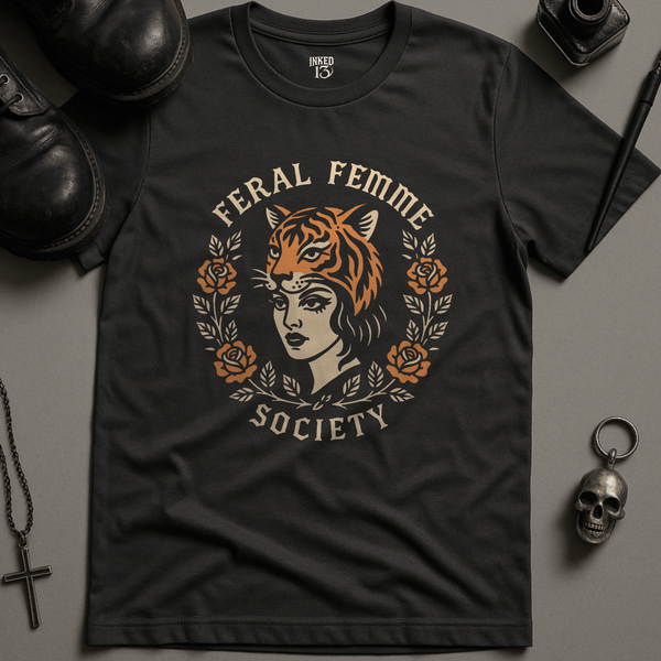 Printify T-Shirt Dark Grey / S Feral Femme T-Shirt
