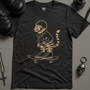 Printify T-Shirt Dark Grey / S Punk Rock Cat T-Shirt