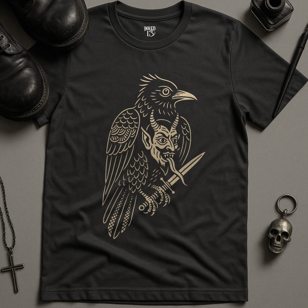 Printify T-Shirt Dark Grey / S Raven Devil T-Shirt