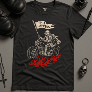Printify T-Shirt Dark Grey / S Shit Happens Bike T-Shirt