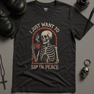 Printify T-Shirt Dark Grey / S Sip In Peace T-Shirt