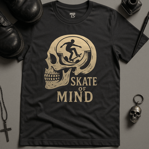 Printify T-Shirt Dark Grey / S Skate Of Mind Skull T-Shirt