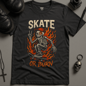 Printify T-Shirt Dark Grey / S Skate Or Burn T-Shirt