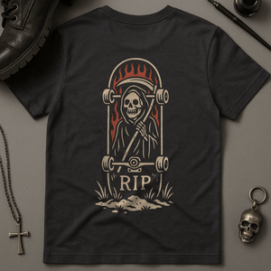 T-Shirt Dark Grey / S Skateboard Gravestone T-Shirt