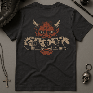 T-Shirt Dark Grey / S Skateboard Oni Mask T-Shirt