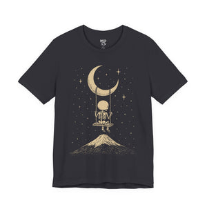 Printify T-Shirt Dark Grey / S Skeleton Moon Swinging T-Shirt