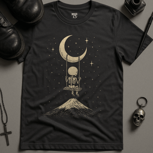 T-Shirt Dark Grey / S Skeleton Moon Swinging T-Shirt