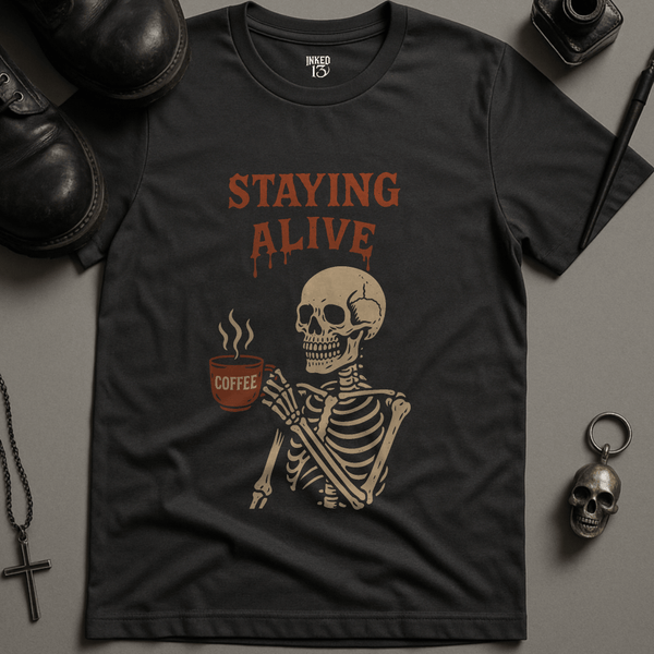 Printify T-Shirt Dark Grey / S Staying Alive T-Shirt