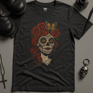 Printify T-Shirt Dark Grey / S Sugar Skull Woman T-Shirt