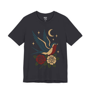 Printify T-Shirt Dark Grey / S Swallow Tattoo Design T-Shirt