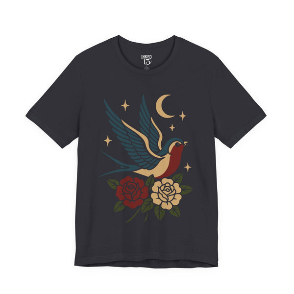 Printify T-Shirt Dark Grey / S Swallow Tattoo Design T-Shirt