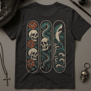 Printify T-Shirt Dark Grey / S Tattoo Skateboard T-Shirt
