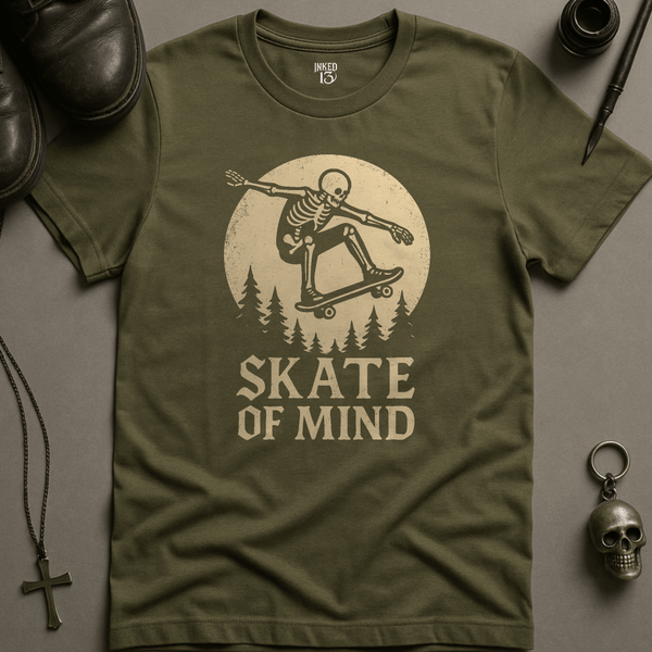 Printify T-Shirt Military Green / S Skate Of Mind Moon T-Shirt