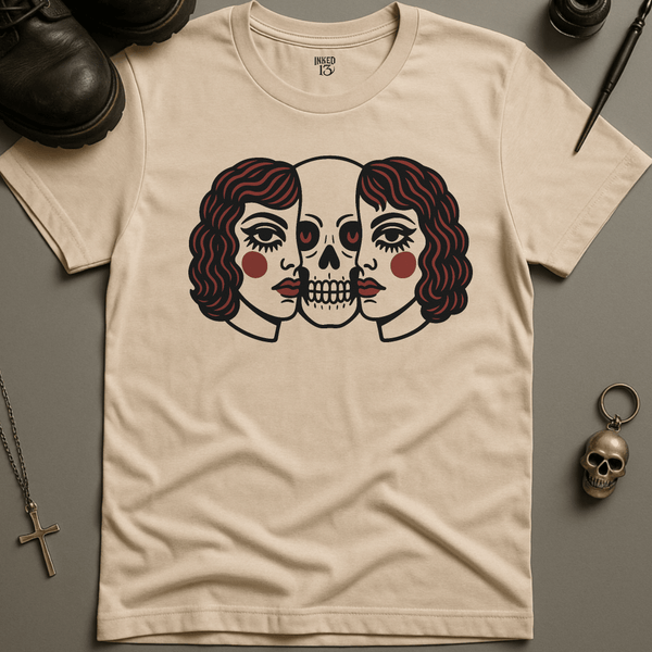 Printify T-Shirt Natural / S Americana Split Face T-Shirt