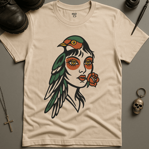 Printify T-Shirt Natural / S Bird Face Tattoo T-Shirt