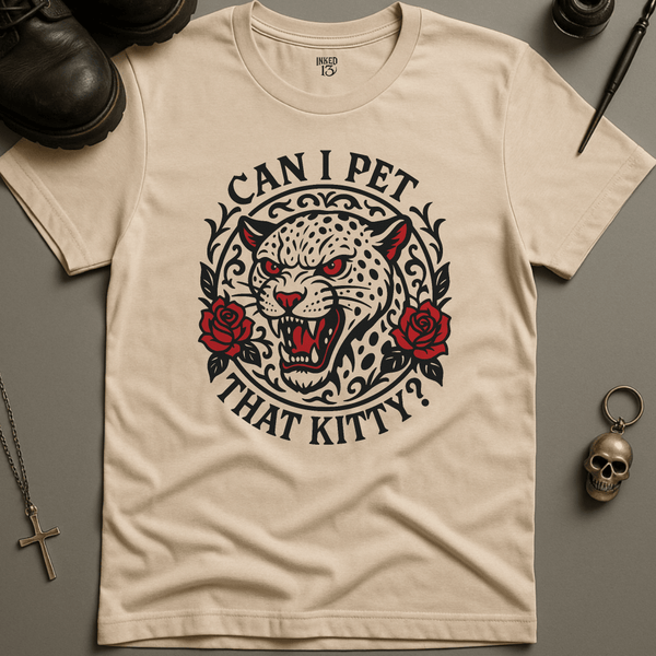 Printify T-Shirt Natural / S Can I Pet That Kitty T-Shirt
