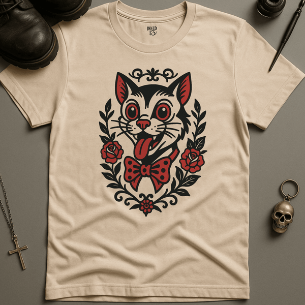 Printify T-Shirt Natural / S Cat Tattoo T-Shirt