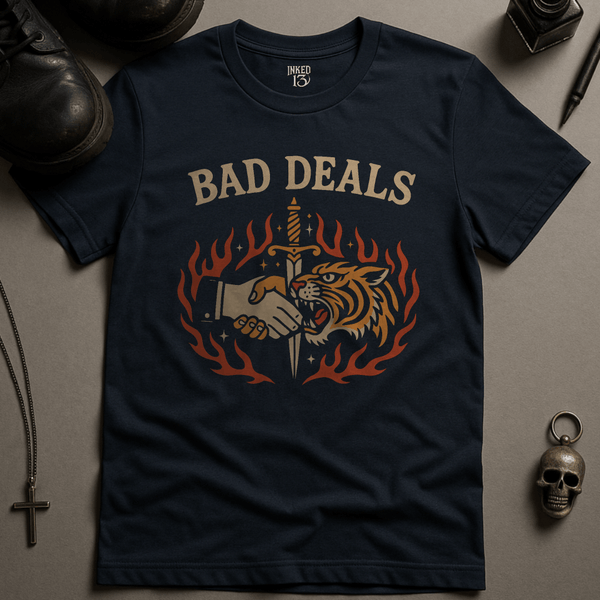 Printify T-Shirt Navy / S Bad Deals Tiger T-Shirt