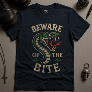 Printify T-Shirt Navy / S Beware Of The Bite T-Shirt
