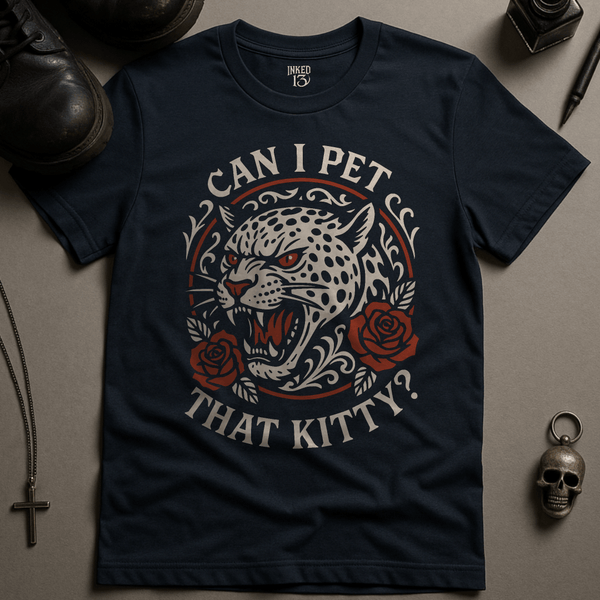 Printify T-Shirt Navy / S Can I Pet That Kitty T-Shirt