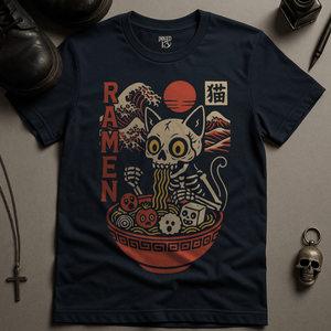 T-Shirt Navy / S Cat Ramen T-Shirt