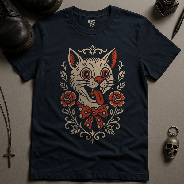 Printify T-Shirt Navy / S Cat Tattoo T-Shirt