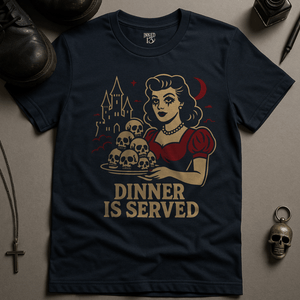 Printify T-Shirt Navy / S Dinner Is Served T-Shirt