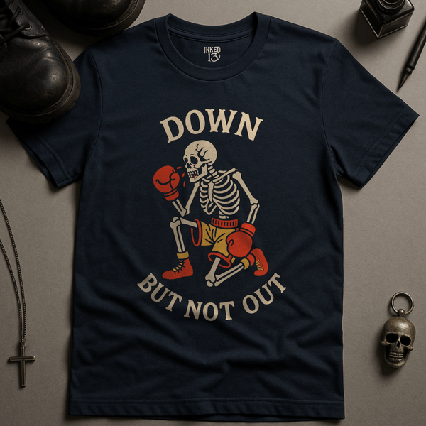 Printify T-Shirt Navy / S Down But Not Out T-Shirt