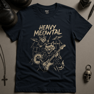 Printify T-Shirt Navy / S Heavy Meowtail T-Shirt