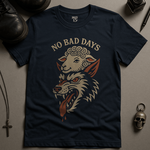 Printify T-Shirt Navy / S No Bad Days Wolf T-Shirt