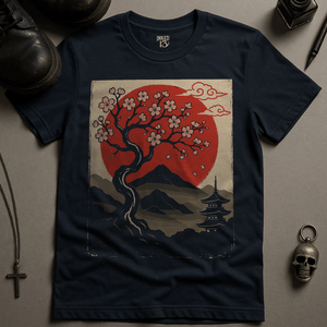 T-Shirt Navy / S Serene Japanese Sunset T-Shirt