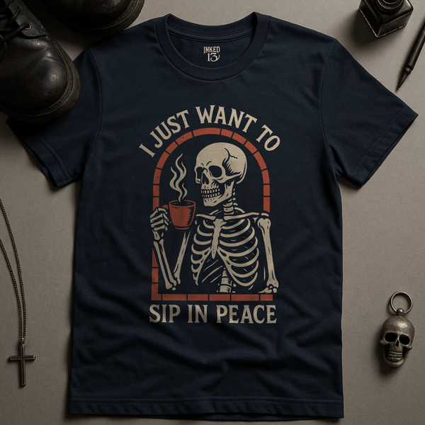 Printify T-Shirt Navy / S Sip In Peace T-Shirt