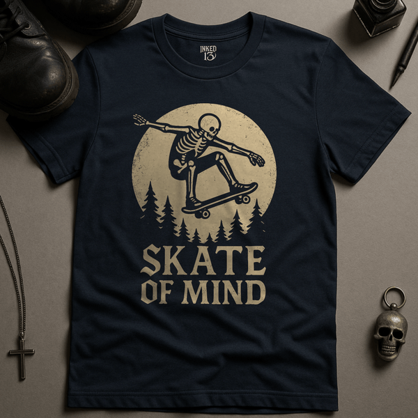 Printify T-Shirt Navy / S Skate Of Mind Moon T-Shirt
