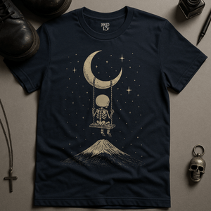 T-Shirt Navy / S Skeleton Moon Swinging T-Shirt