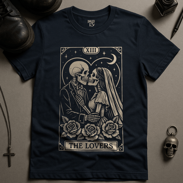Printify T-Shirt Navy / S The Lovers Tarot T-Shirt