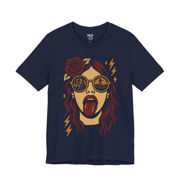 Printify T-Shirt Navy / S Tongue and Lips T-Shirt