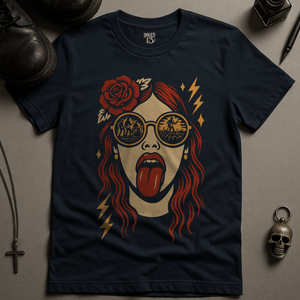 Printify T-Shirt Navy / S Tongue and Lips T-Shirt